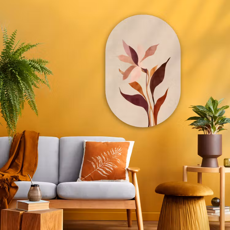 Muurovaal - Glas - Bloemen - Blaadjes - Minimalistisch - Roze — 3