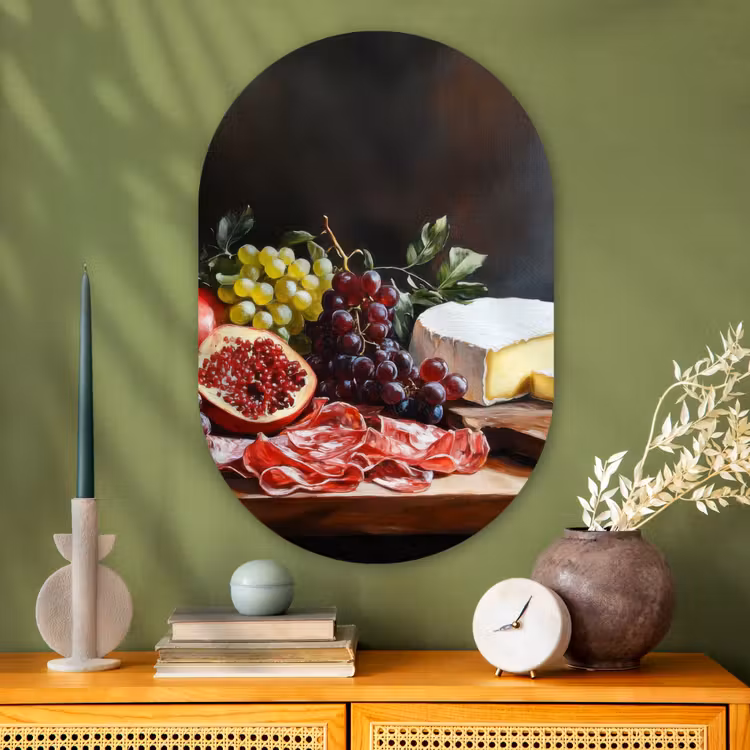 Muurovaal - Glas - Borrelplank - Stilleven - Vintage — 2