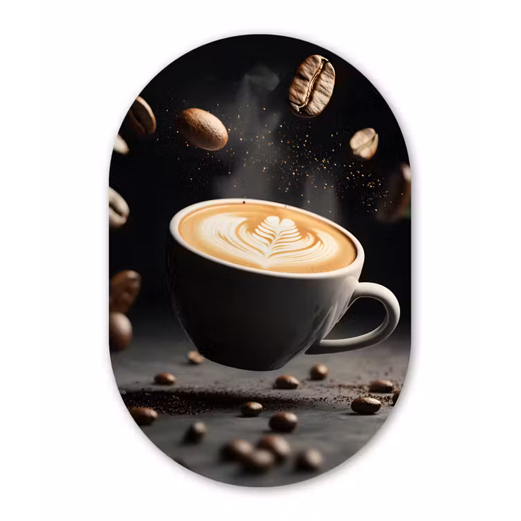 Muurovaal - Glas - Cappuccino - Kop - Bonen - Bruin — 1