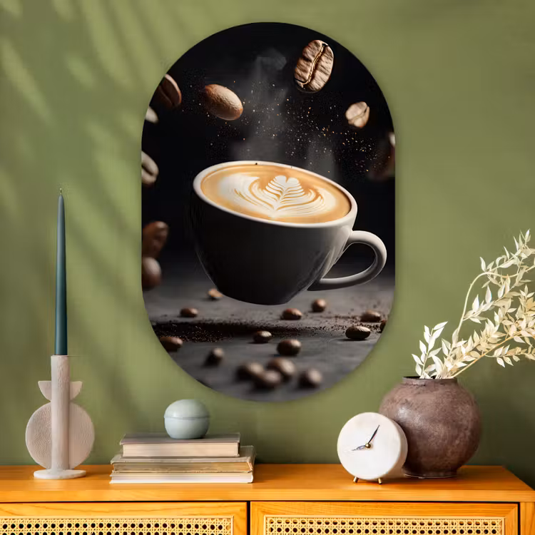 Muurovaal - Glas - Cappuccino - Kop - Bonen - Bruin — 2