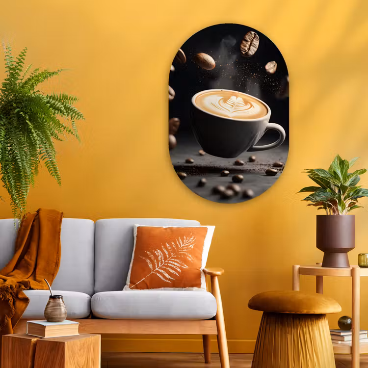 Muurovaal - Glas - Cappuccino - Kop - Bonen - Bruin — 3