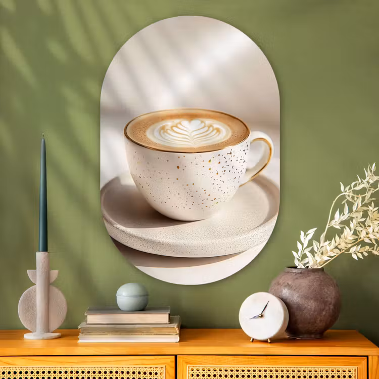 Muurovaal - Glas - Cappuccino - Schuim - Schotel - Beige — 2