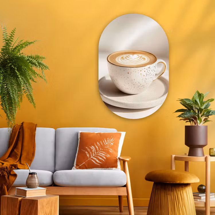 Muurovaal - Glas - Cappuccino - Schuim - Schotel - Beige — 3
