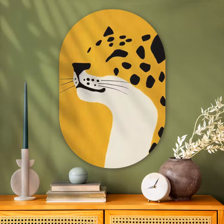 Muurovaal - Glas - Cheetah - Illustratie - Geel — 2
