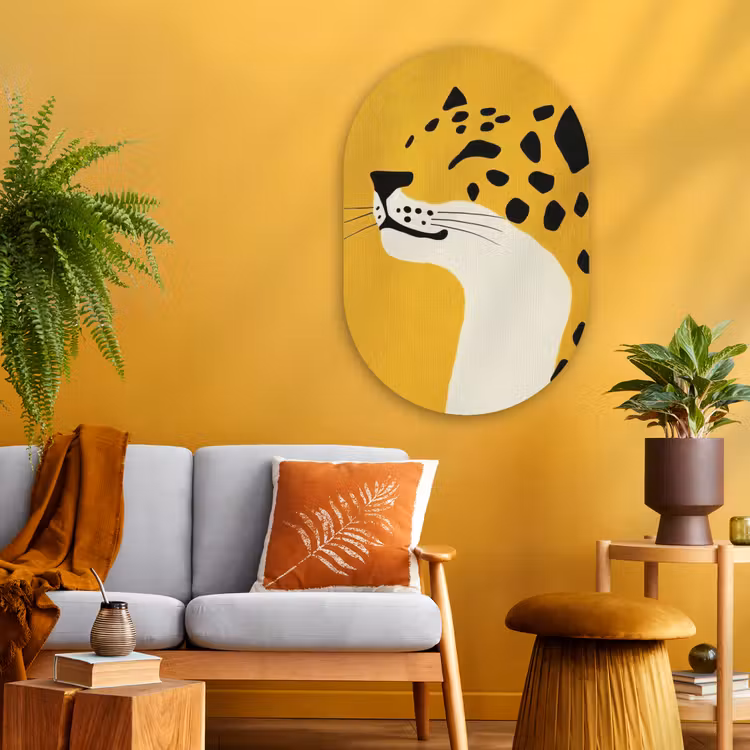 Muurovaal - Glas - Cheetah - Illustratie - Geel — 3