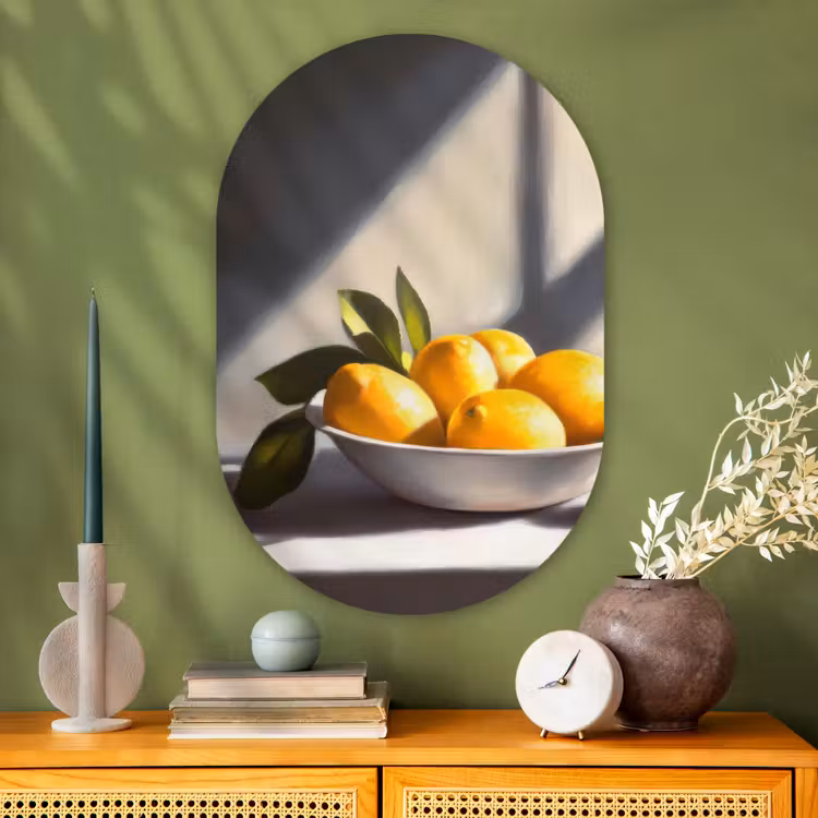 Muurovaal - Glas - Citroenen - Stilleven - Geel — 2