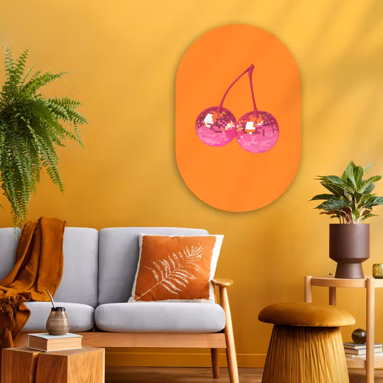 Muurovaal - Glas - Discoballen - Kers - Spiegels - Roze — 3