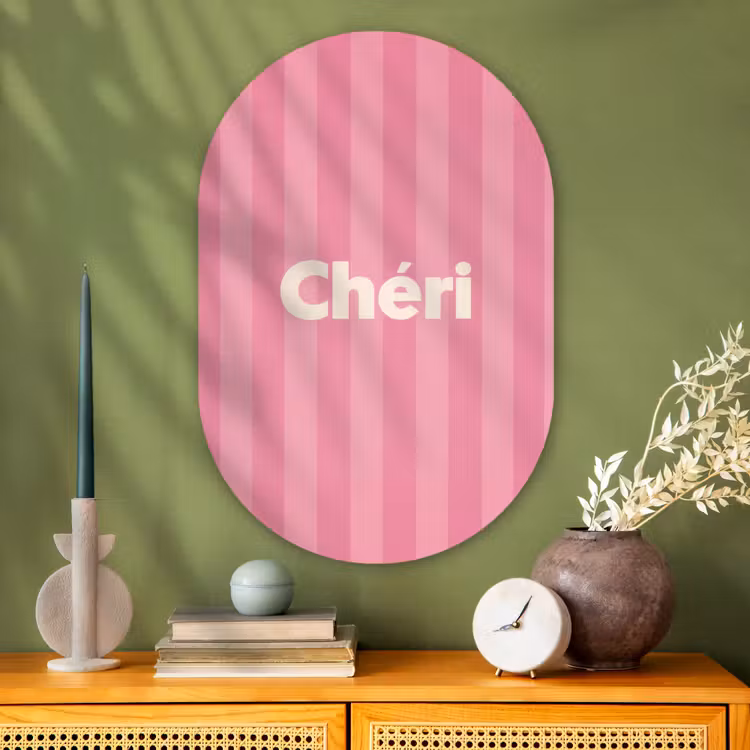 Muurovaal - Glas - Gestreept - Roze - Chéri — 2