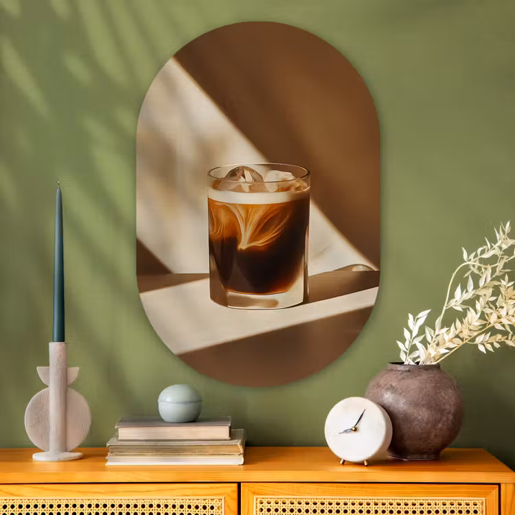 Muurovaal - Glas - Glas - Ijskoffie - Schaduw - Bruin — 2