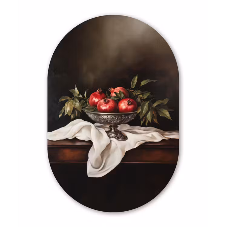 Muurovaal - Glas - Granaatappels - Klassiek - Vintage — 1