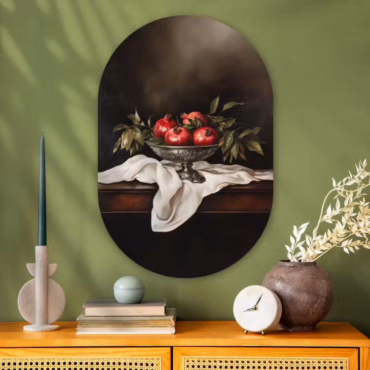 Muurovaal - Glas - Granaatappels - Klassiek - Vintage — 2