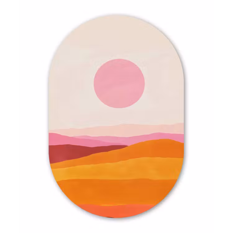 Muurovaal - Glas - Heuvels - Oranje - Zon - Abstract — 1
