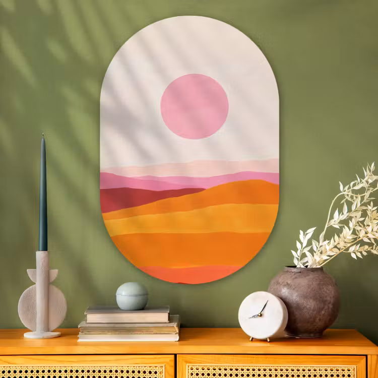 Muurovaal - Glas - Heuvels - Oranje - Zon - Abstract — 2
