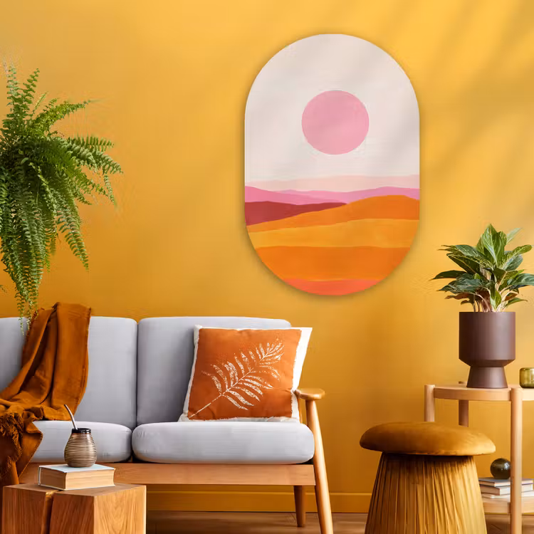 Muurovaal - Glas - Heuvels - Oranje - Zon - Abstract — 3