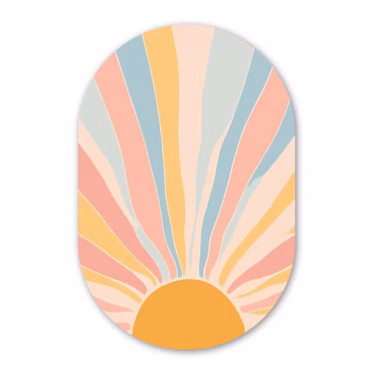 Muurovaal - Glas - Illustratie - Zon - Pastelkleuren — 1
