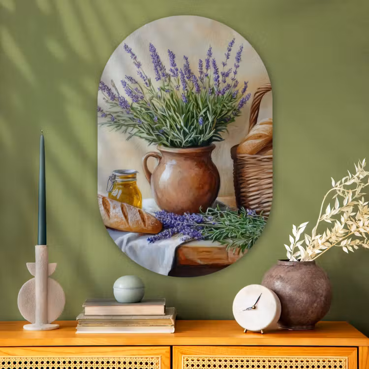 Muurovaal - Glas - Lavendel - Brood - Stilleven — 2