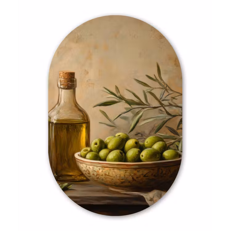 Muurovaal - Glas - Olijven - Stilleven - Vintage — 1