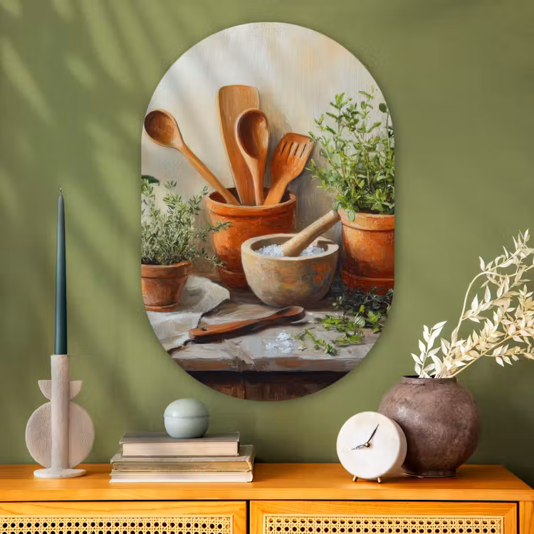 Muurovaal - Glas - Potten - Kruiden - Hout — 2