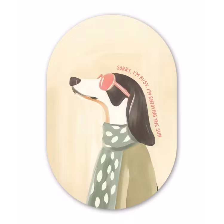 Muurovaal - Glas - Quote - Hond - Zonnebril — 1