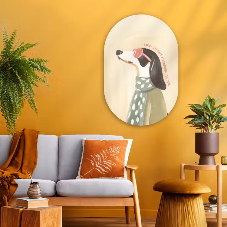 Muurovaal - Glas - Quote - Hond - Zonnebril — 3