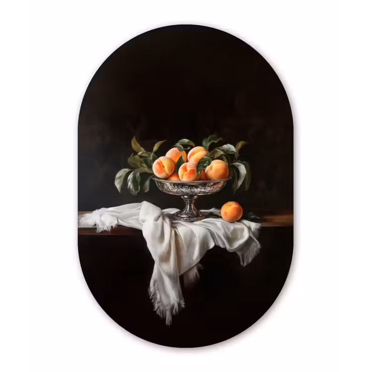 Muurovaal - Glas - Stilleven - Perziken - Vintage — 1