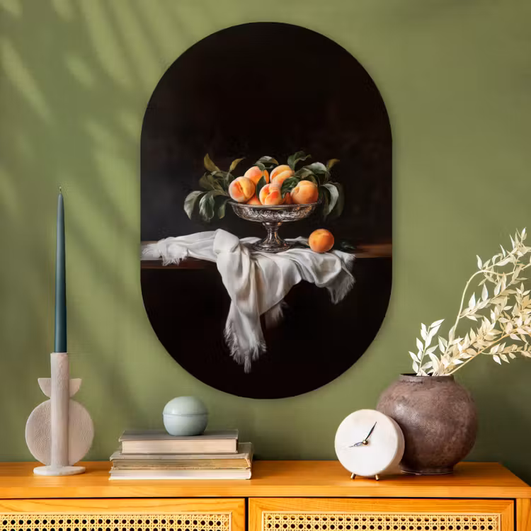 Muurovaal - Glas - Stilleven - Perziken - Vintage — 2