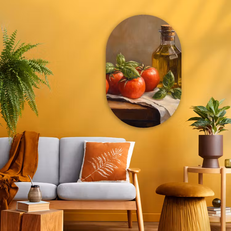 Muurovaal - Glas - Tomaten - Olijfolie - Stilleven — 3