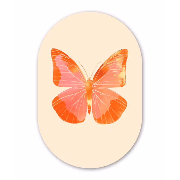 Muurovaal - Glas - Vlinder - Minimalistisch - Roze — 1