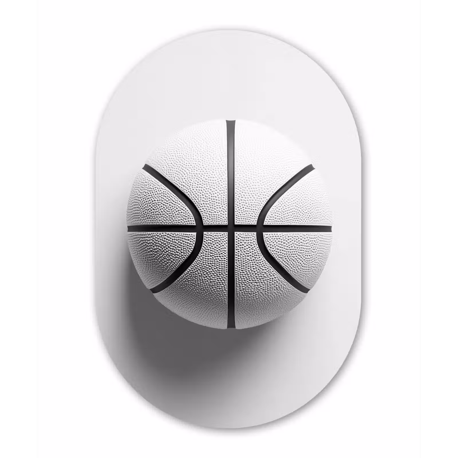 Muurovaal - Glas - Basketbal - Wit - Schaduw - Lijnen — 1