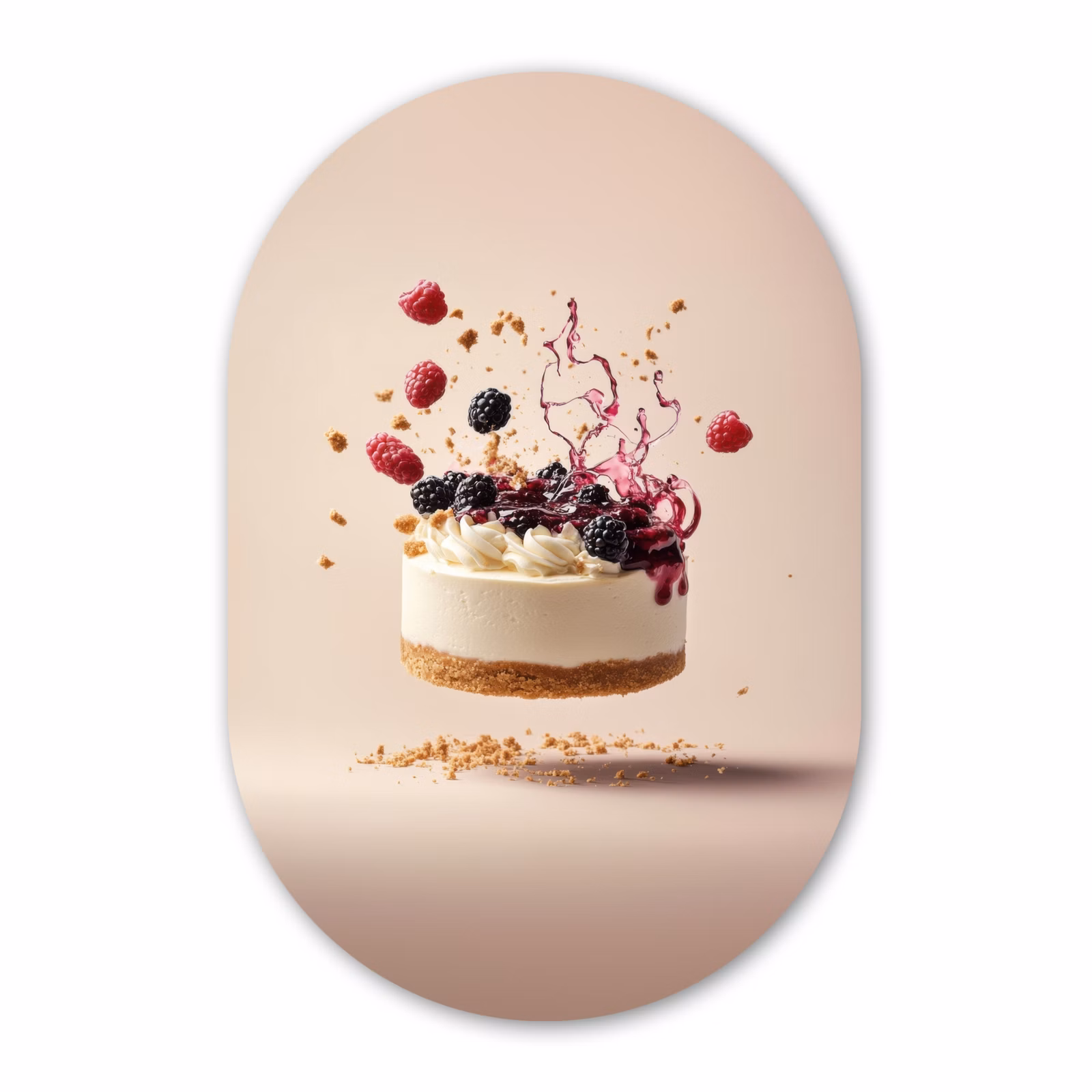 Muurovaal - Glas - Cheesecake - Eten - Roze - Taart — 1