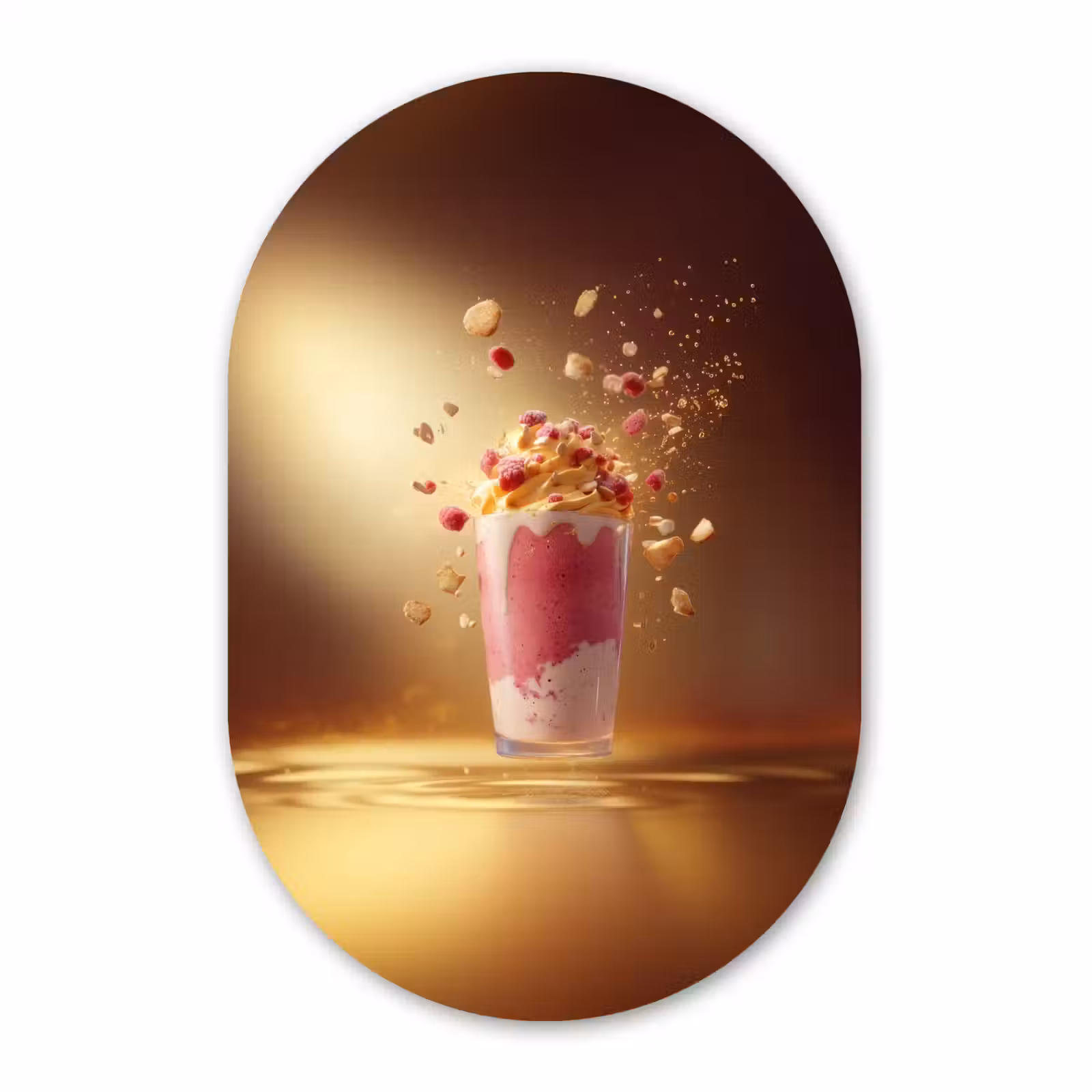 Muurovaal - Glas - Framboos - Smoothie - Drinken - Roze — 1