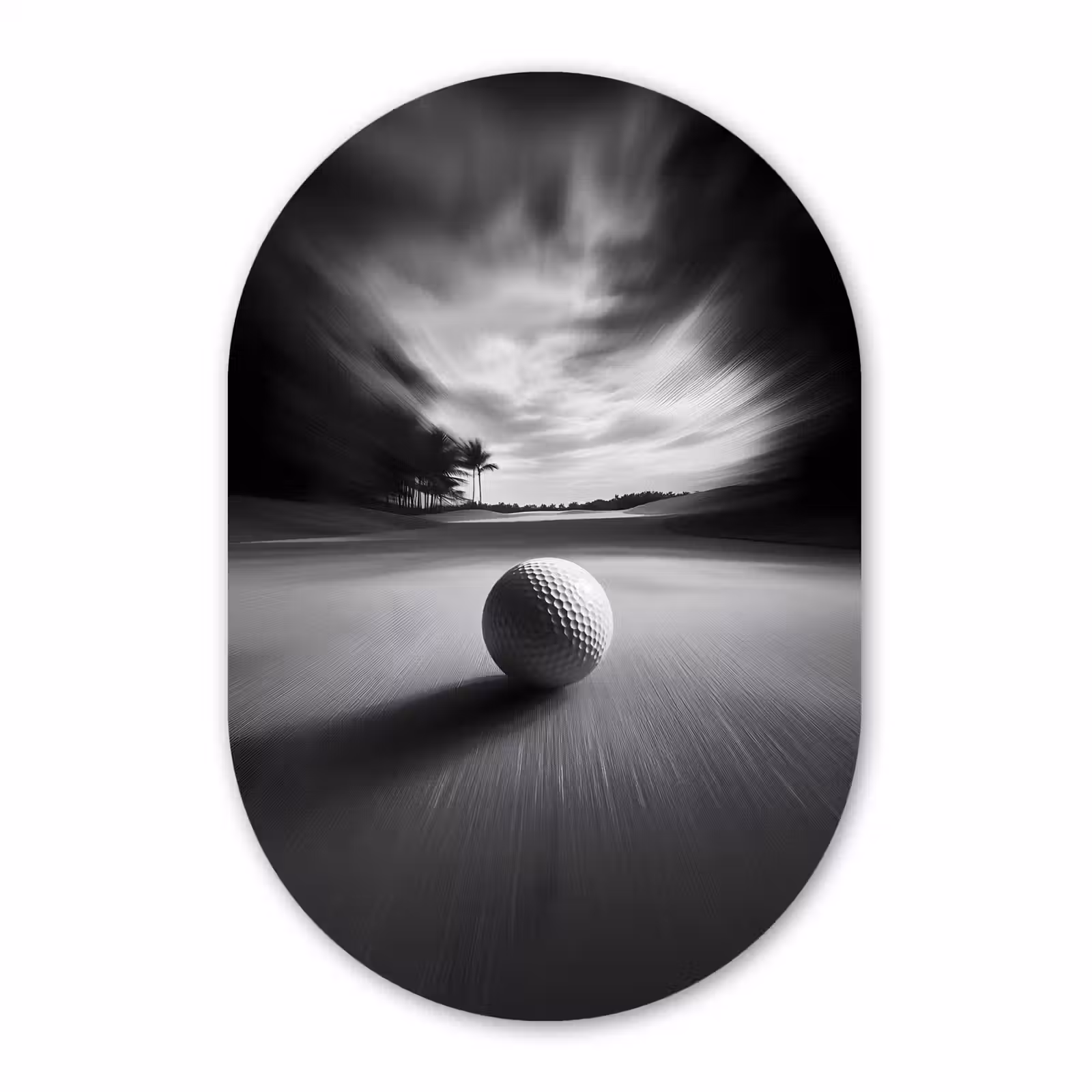 Muurovaal - Glas - Golfbal - Wazig - Zwart — 1
