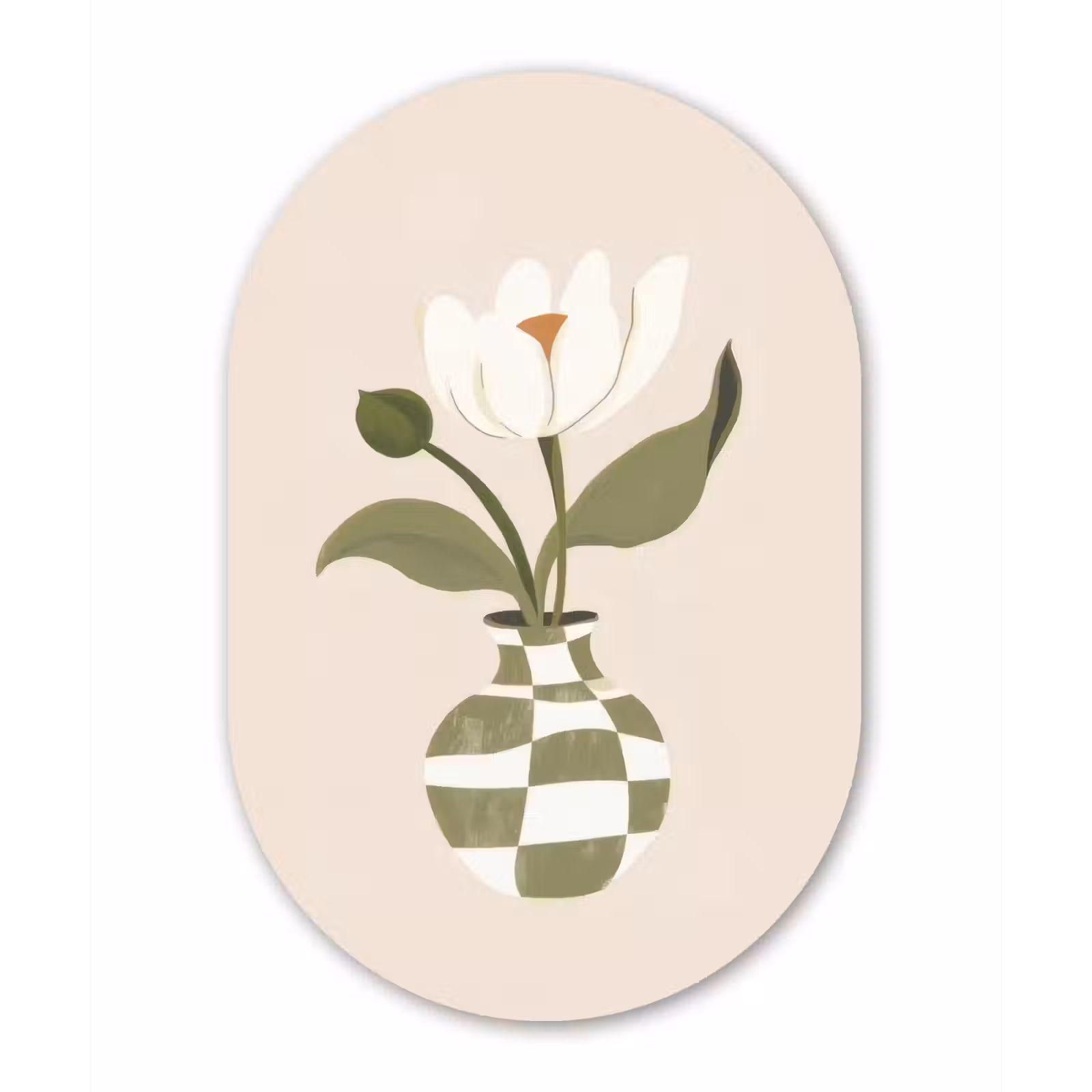 Muurovaal - Glas - Vaas - Geruit - Bloem - Groen — 1
