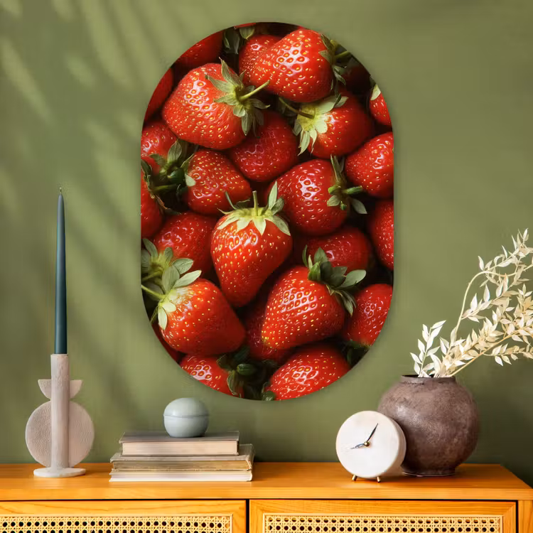 Muurovaal - Glas - Aardbei - Fruit - Rood — 2
