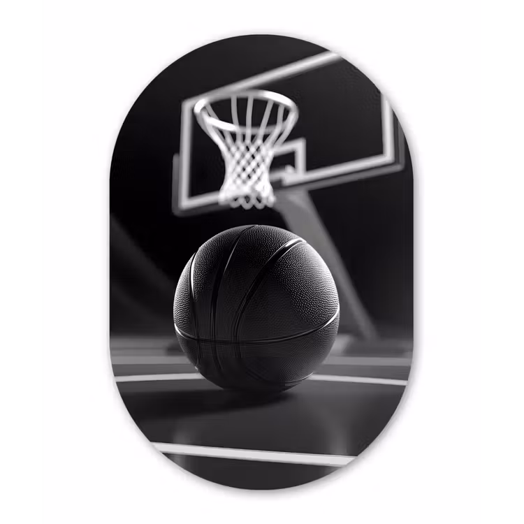 Muurovaal - Glas - Basketbal - Basketbalveld - Lichtlijnen — 1