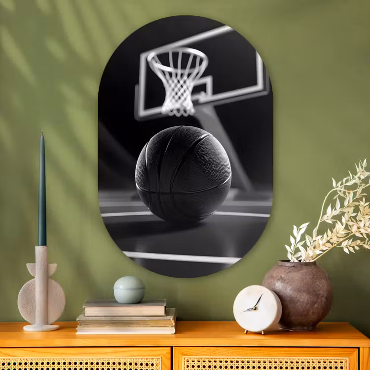 Muurovaal - Glas - Basketbal - Basketbalveld - Lichtlijnen — 2
