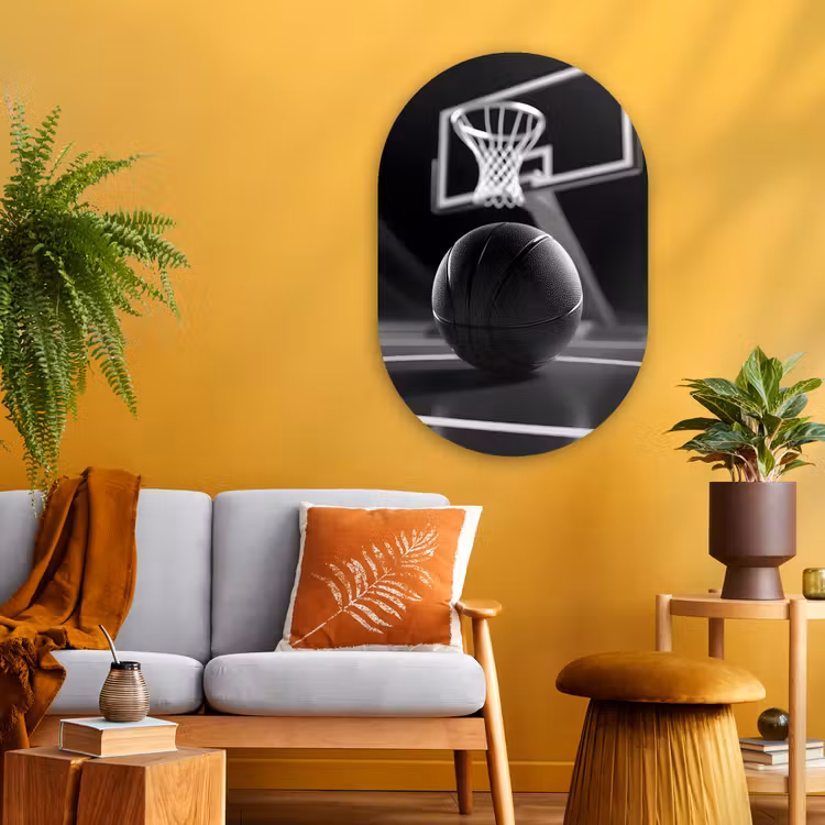 Muurovaal - Glas - Basketbal - Basketbalveld - Lichtlijnen — 3