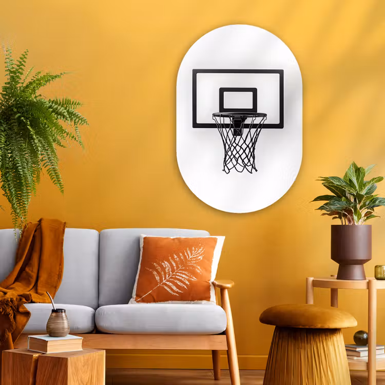 Muurovaal - Glas - Basketbalbord - Minimalistisch - Zwart — 3