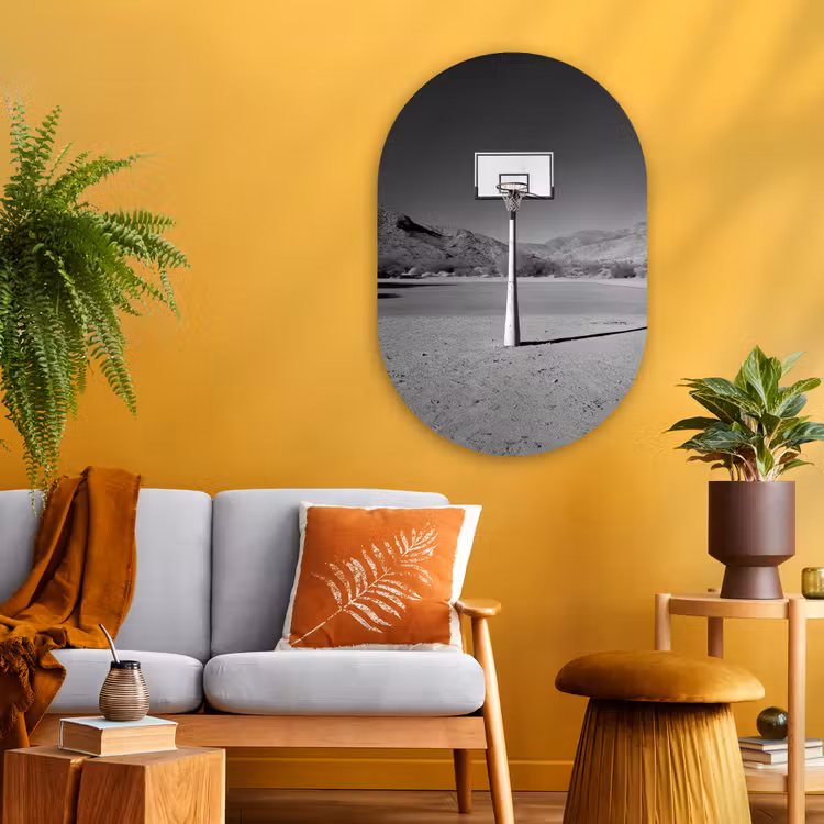 Muurovaal - Glas - Basketbalpaal - Landschap - Zand - Wit — 3