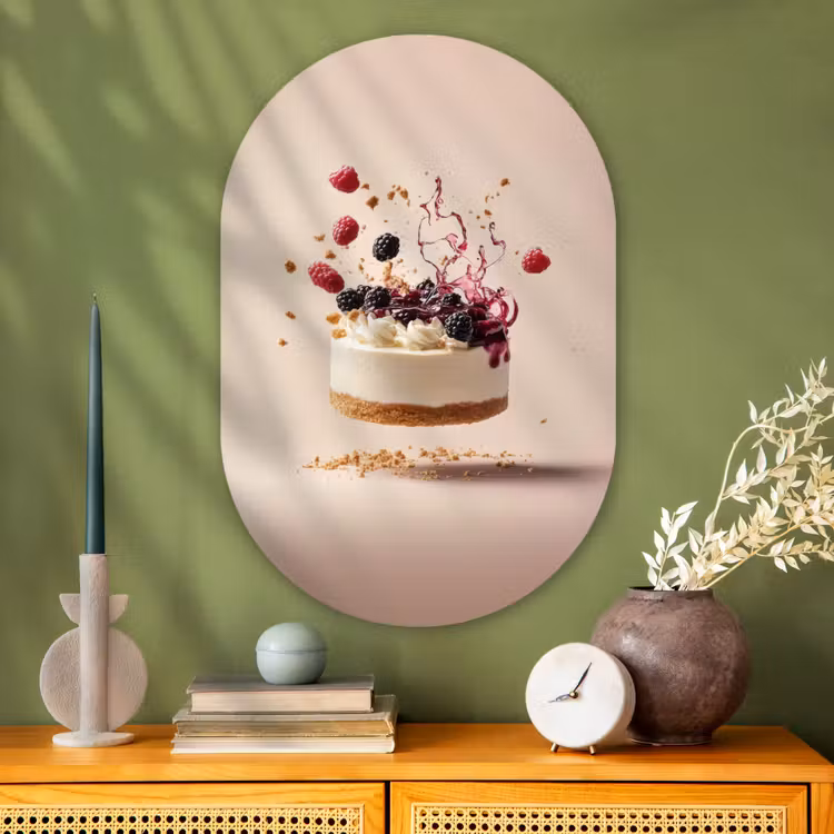 Muurovaal - Glas - Cheesecake - Eten - Roze - Taart — 2