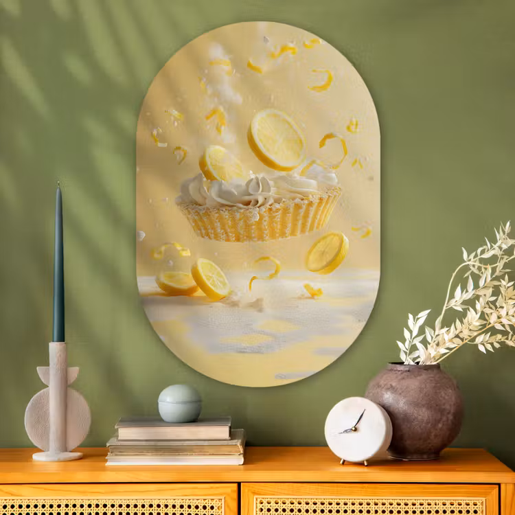 Muurovaal - Glas - Citroen - Taart - Eten - Geel — 2