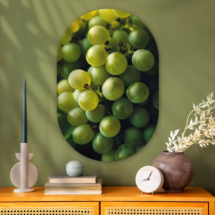 Muurovaal - Glas - Druiven - Tros - Groen — 2