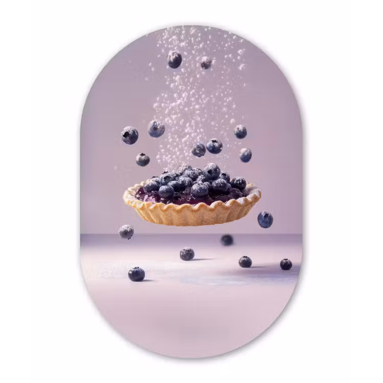 Muurovaal - Glas - Eten - Taart - Bessen - Blauw — 1