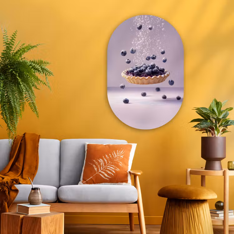 Muurovaal - Glas - Eten - Taart - Bessen - Blauw — 3