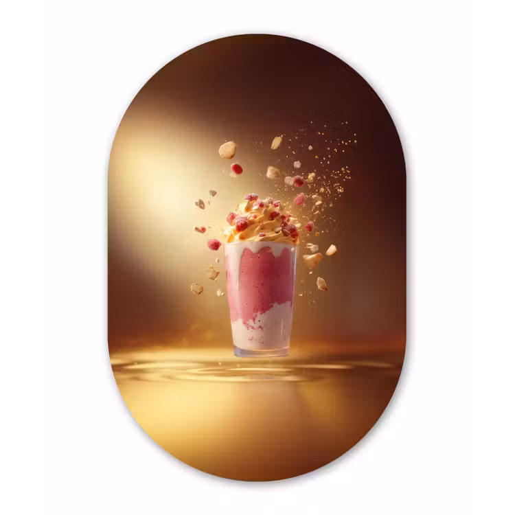 Muurovaal - Glas - Framboos - Smoothie - Drinken - Roze — 1