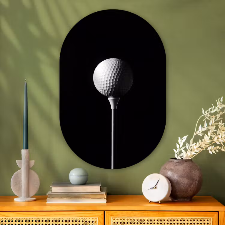 Muurovaal - Glas - Golfbal - Minimalistisch - Wit — 2