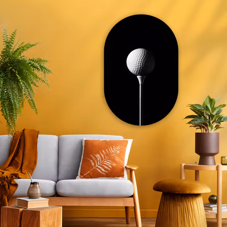 Muurovaal - Glas - Golfbal - Minimalistisch - Wit — 3