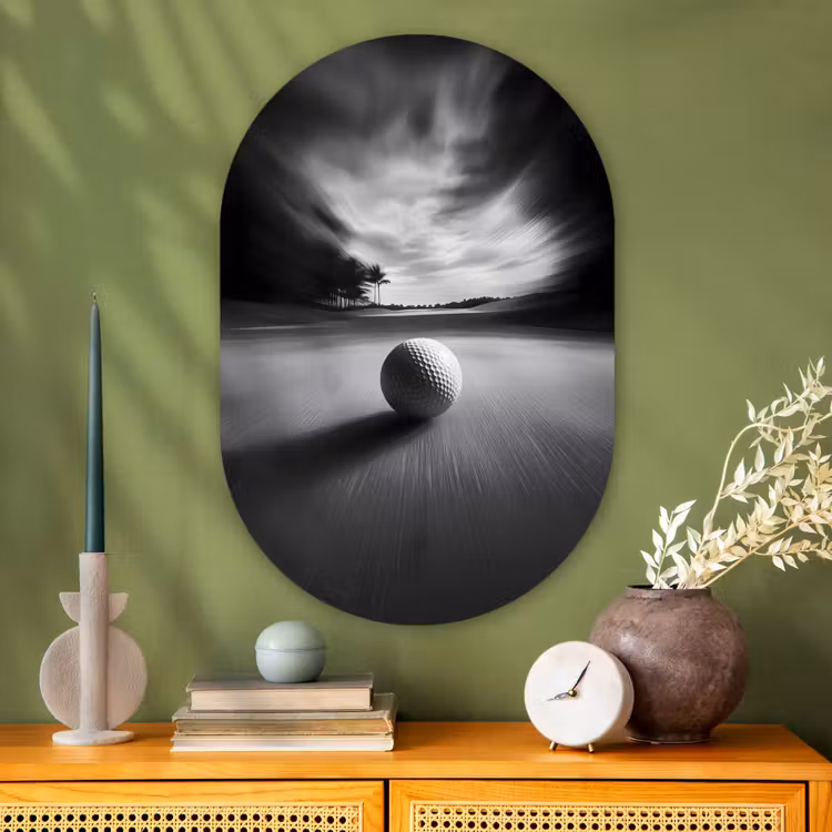 Muurovaal - Glas - Golfbal - Wazig - Zwart — 2