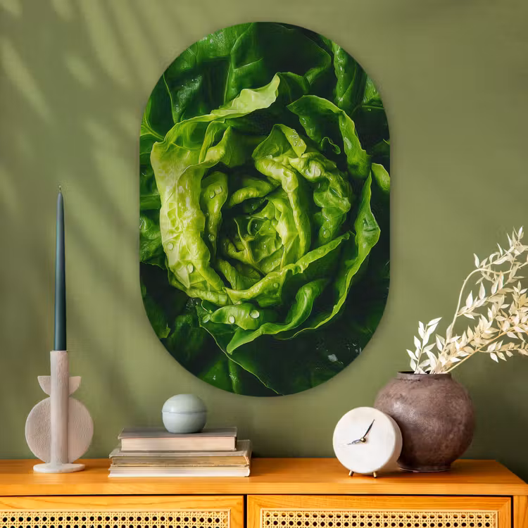 Muurovaal - Glas - Groente - Sla - Groen — 2