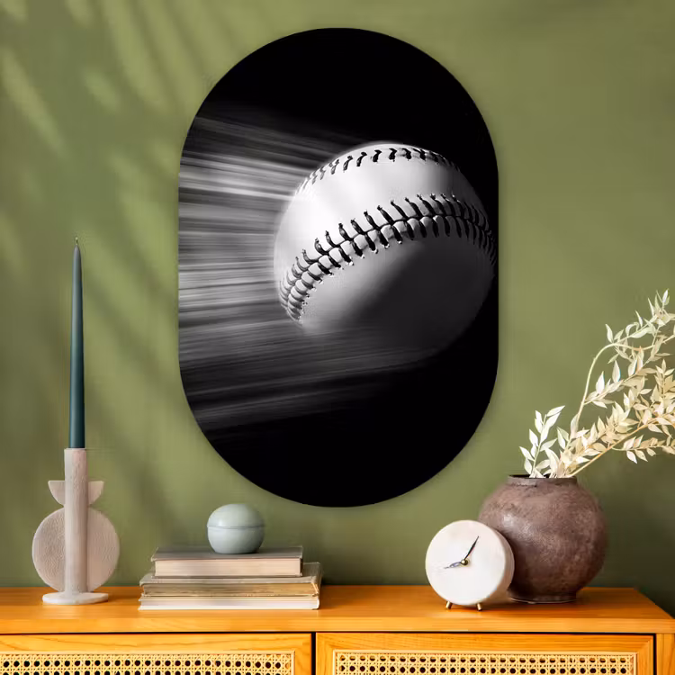 Muurovaal - Glas - Honkbal - Wit - Vliegt — 2